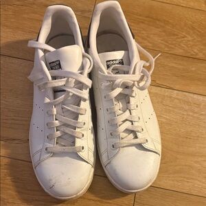 Adidas Stan Smith White and blue Lace-Up Sneakers